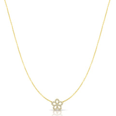 Diamond Flower Necklace, 14K Yellow Gold- URBAETIS Fine Jewelry
