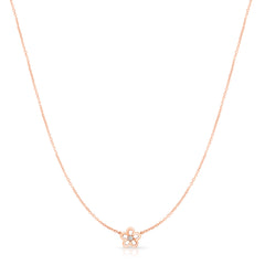 Petite Gold and Diamond Flower Necklace, 14k Rose Gold- URBAETIS Fine Jewelry