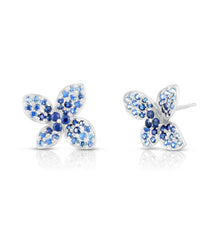 Blue Sapphire Hydrangea Earrings, 14k white gold - URBAETIS Fine Jewelry