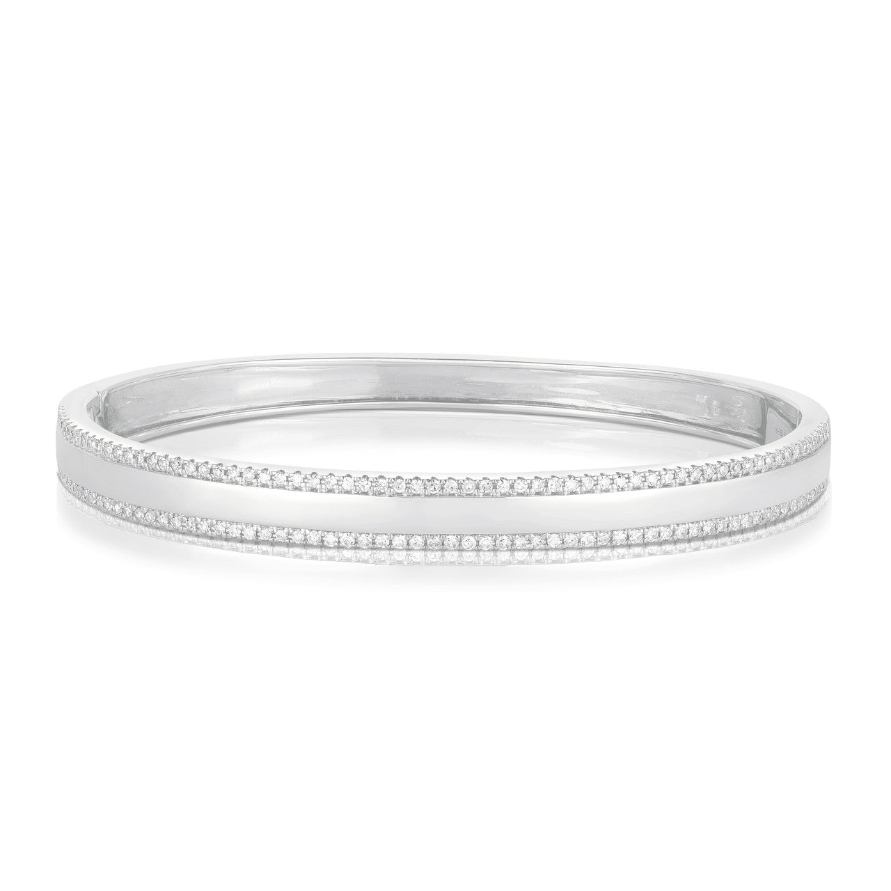 Diamond Border Bangle, 14k white gold - URBAETIS Fine Jewelry