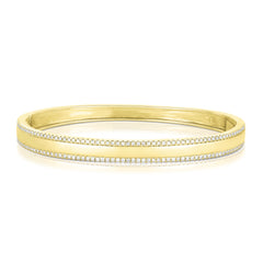 Diamond Border Bangle, 14k yellow gold - URBAETIS Fine Jewelry