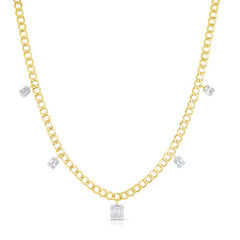 Petite Emerald and Large Emerald Center Dangle Necklace