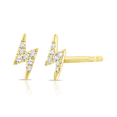 Diamond Lightning Bolt Studs, 14K Yellow Gold- URBAETIS Fine Jewelry