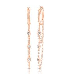 Gold Huggie with Diamonds by the Yard, 14K Rose Gold- URBAETIS Fine Jewelry