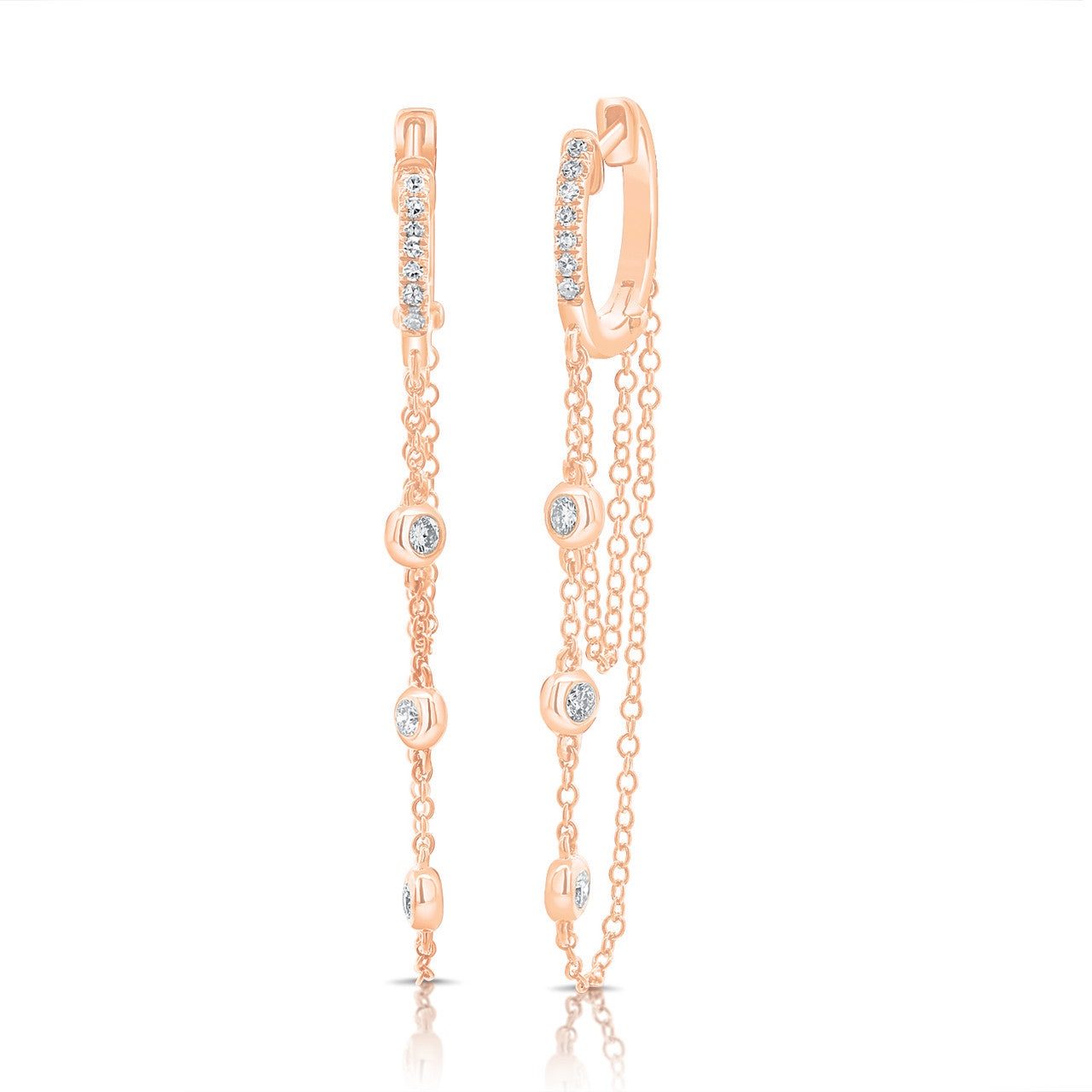 Diamonds By the Yard Diamond Huggies, 14K Rose Gold- URBAETIS Fine Jewelry