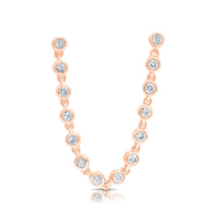 Double Stud with Diamond Bezel Chain, 14K Rose Gold- URBAETIS Fine Jewelry