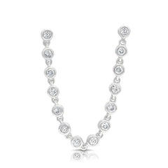 Double Stud with Diamond Bezel Chain, 14K White Gold- URBAETIS Fine Jewelry