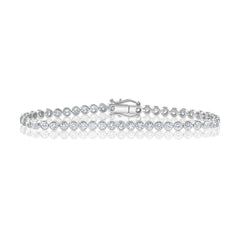 Diamond Bezel Tennis Bracelet, 14K White Gold- URBAETIS Fine Jewelry