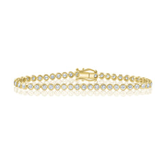 Diamond Bezel Tennis Bracelet, 14K Yellow Gold- URBAETIS Fine Jewelry