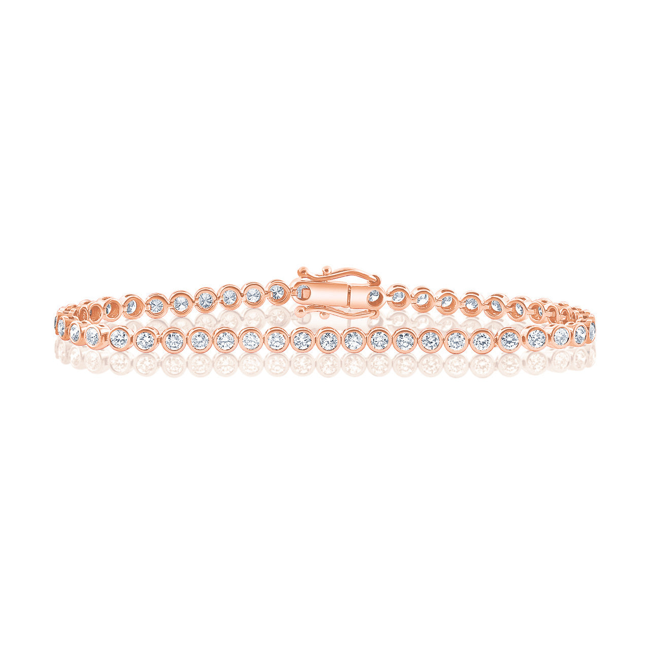 Diamond Bezel Tennis Bracelet, 14K Rose Gold- URBAETIS Fine Jewelry