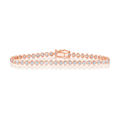 3 Carat Bezel Set Lab Diamond Bracelet, 14k rose gold - URBAETIS Fine Jewelry