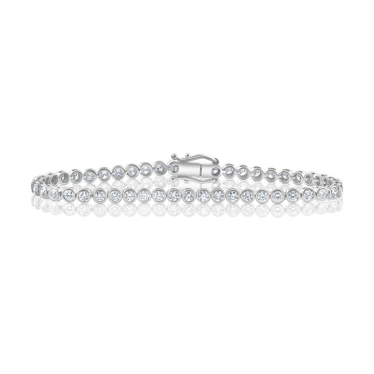 3 Carat Bezel Set Lab Diamond Bracelet, 14k white gold - URBAETIS Fine Jewelry