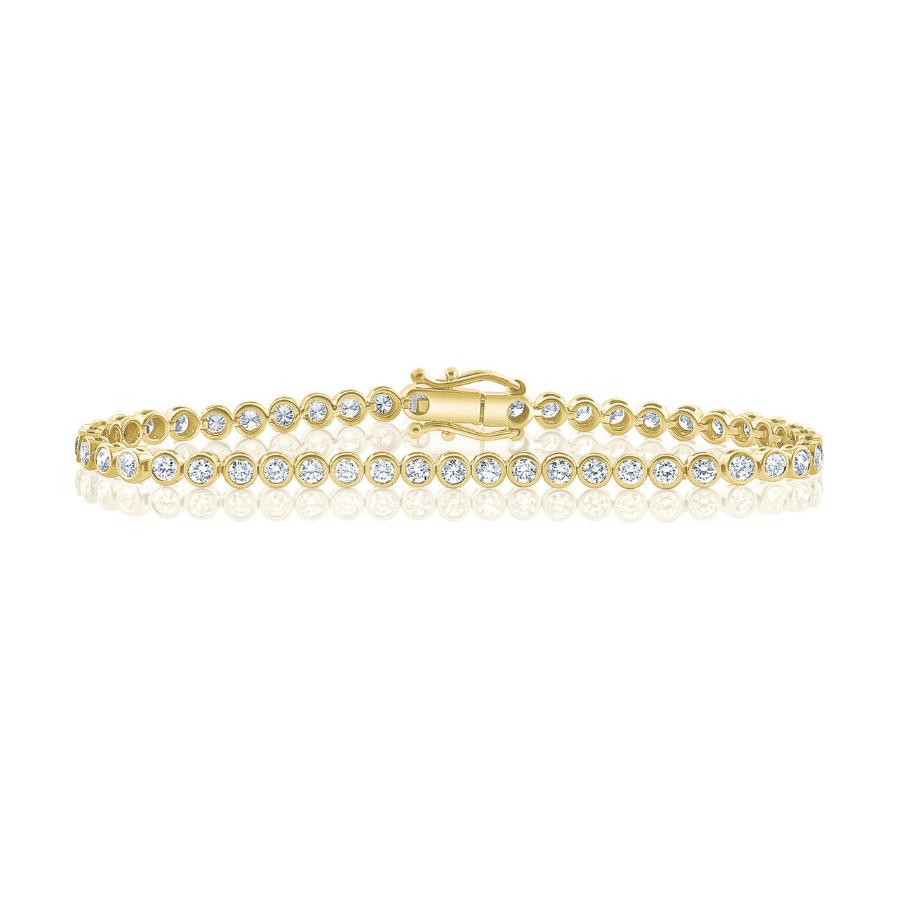 3 Carat Bezel Set Lab Diamond Bracelet, 14k yellow gold - URBAETIS Fine Jewelry
