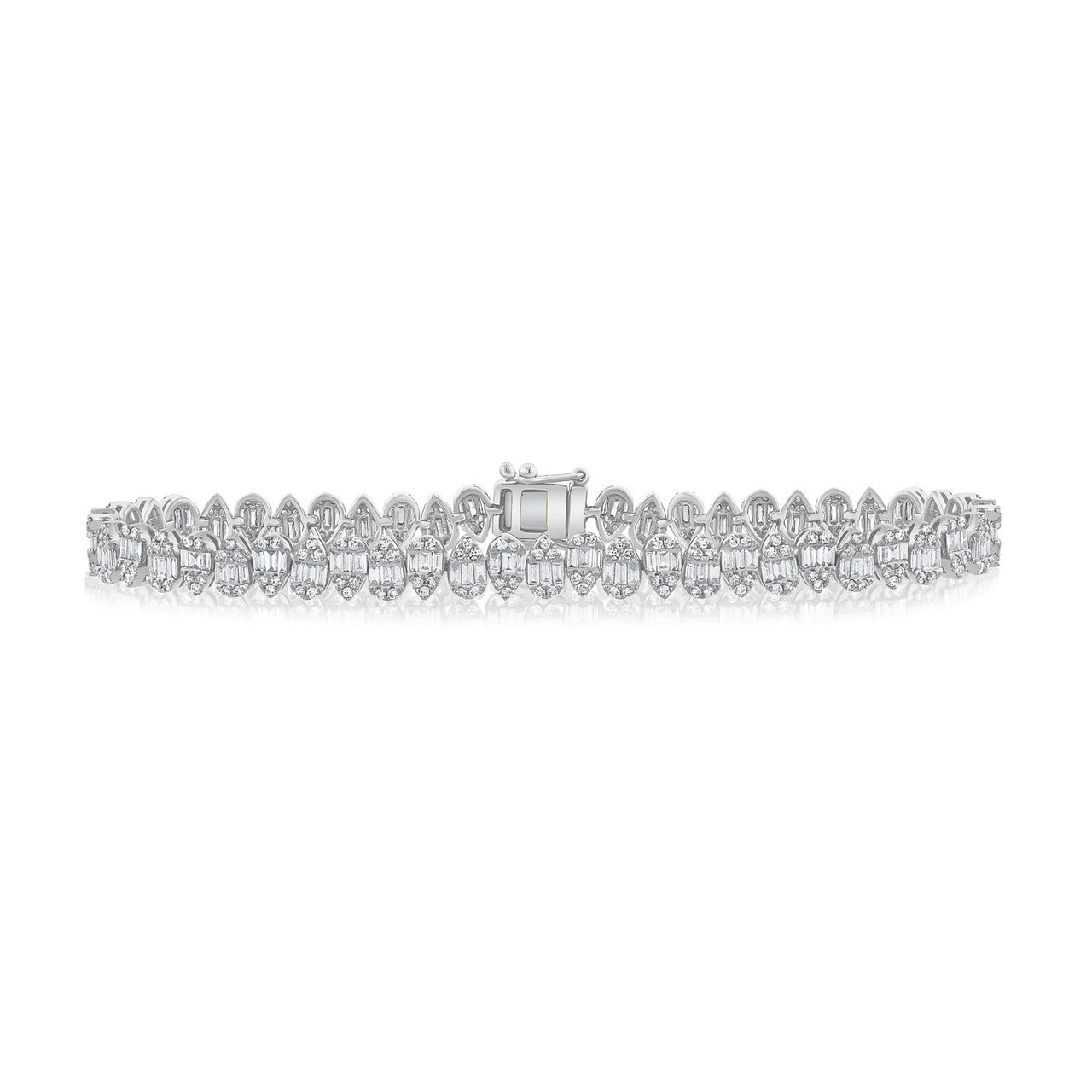 Up and Down Diamond Pear illusion Bracelet, 14K White Gold- URBAETIS Fine Jewelry