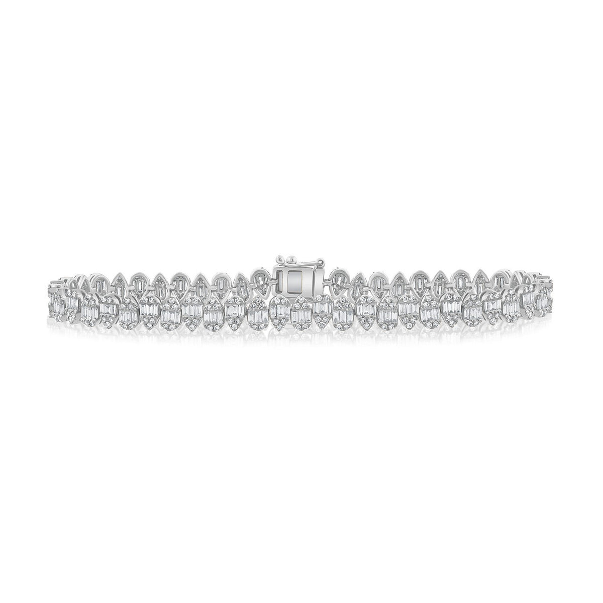 Up and Down Diamond Pear illusion Bracelet, 14K White Gold- URBAETIS Fine Jewelry