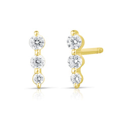 Graduated Diamond Single Prong Line Studs, 14K Yellow Gold- URBAETIS Fine Jewelry