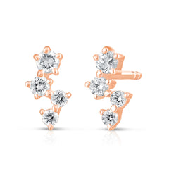 Offset Diamond Studs, 14K Rose Gold, URBAETIS Fine Jewelry.