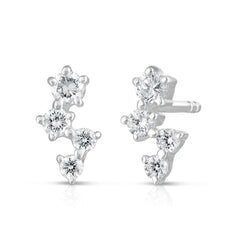 Offset Diamond Studs, 14K White Gold, URBAETIS Fine Jewelry