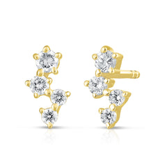 Offset Diamond Studs,14K Yellow Gold, URBAETIS Fine Jewelry