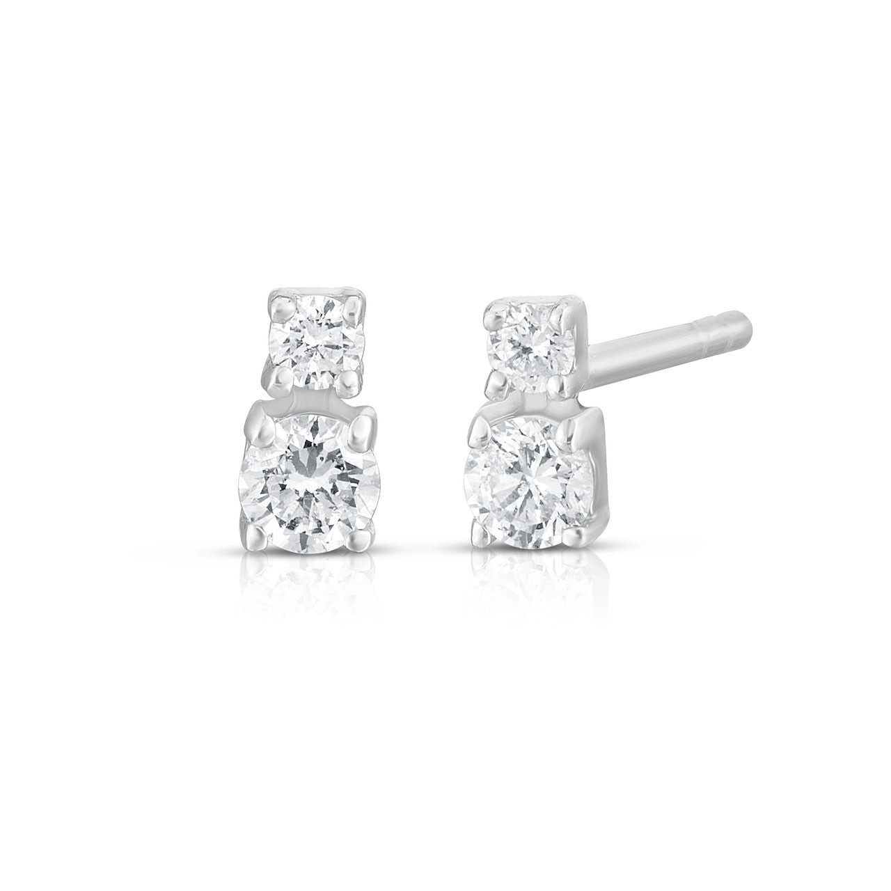 Double Diamond Studs, 14K White Gold- URBAETIS Fine Jewelry