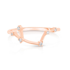 Aries Diamond Constellation Zodiac Ring,14K Rose Gold- URBAETIS Fine Jewelry