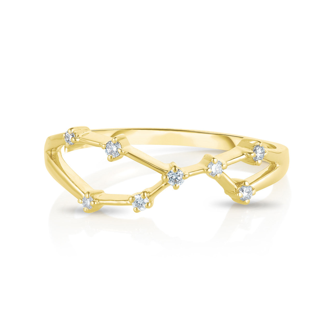 Taurus Diamond Constellation Zodiac Ring, 14K Yellow Gold- URBAETIS Fine Jewelry
