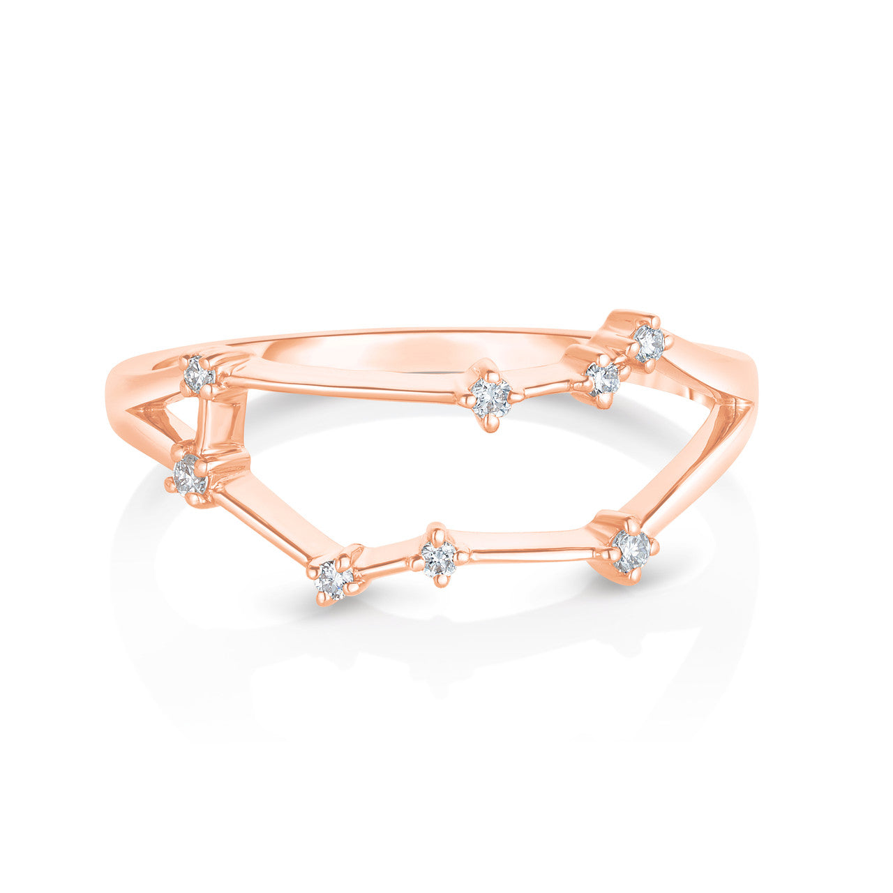 Gemini Diamond Constellation Zodiac Ring, 14k Rose Gold- URBAETIS Fine Jewelry