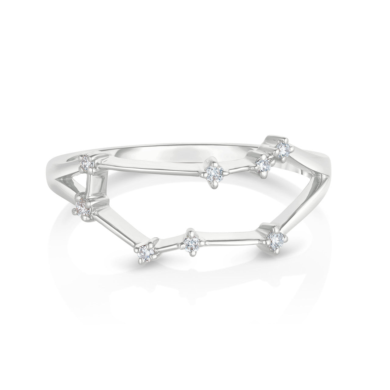 Gemini Diamond Constellation Zodiac Ring, 14k White Gold- URBAETIS Fine Jewelry