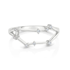Gemini Diamond Constellation Zodiac Ring, 14k White Gold- URBAETIS Fine Jewelry