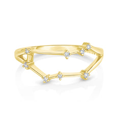 Gemini Diamond Constellation Zodiac Ring, 14K Yellow Gold- URBAETIS Fine jewelry