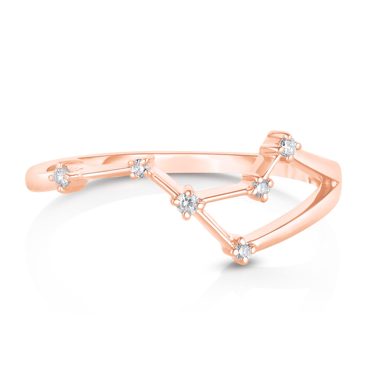 Cancer Diamond Constellation Zodiac Ring, 14k Rose Gold- URBAETIS Fine Jewelry
