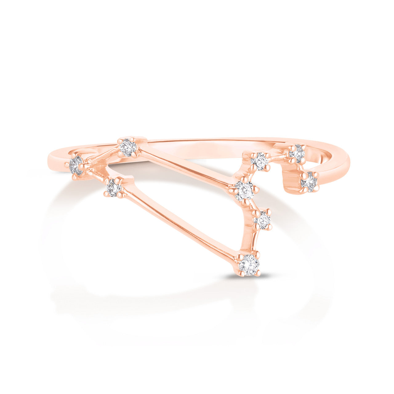 Leo  Diamond Constellation Zodiac Ring,14K Rose Gold- URBAETIS Fine Jewelry