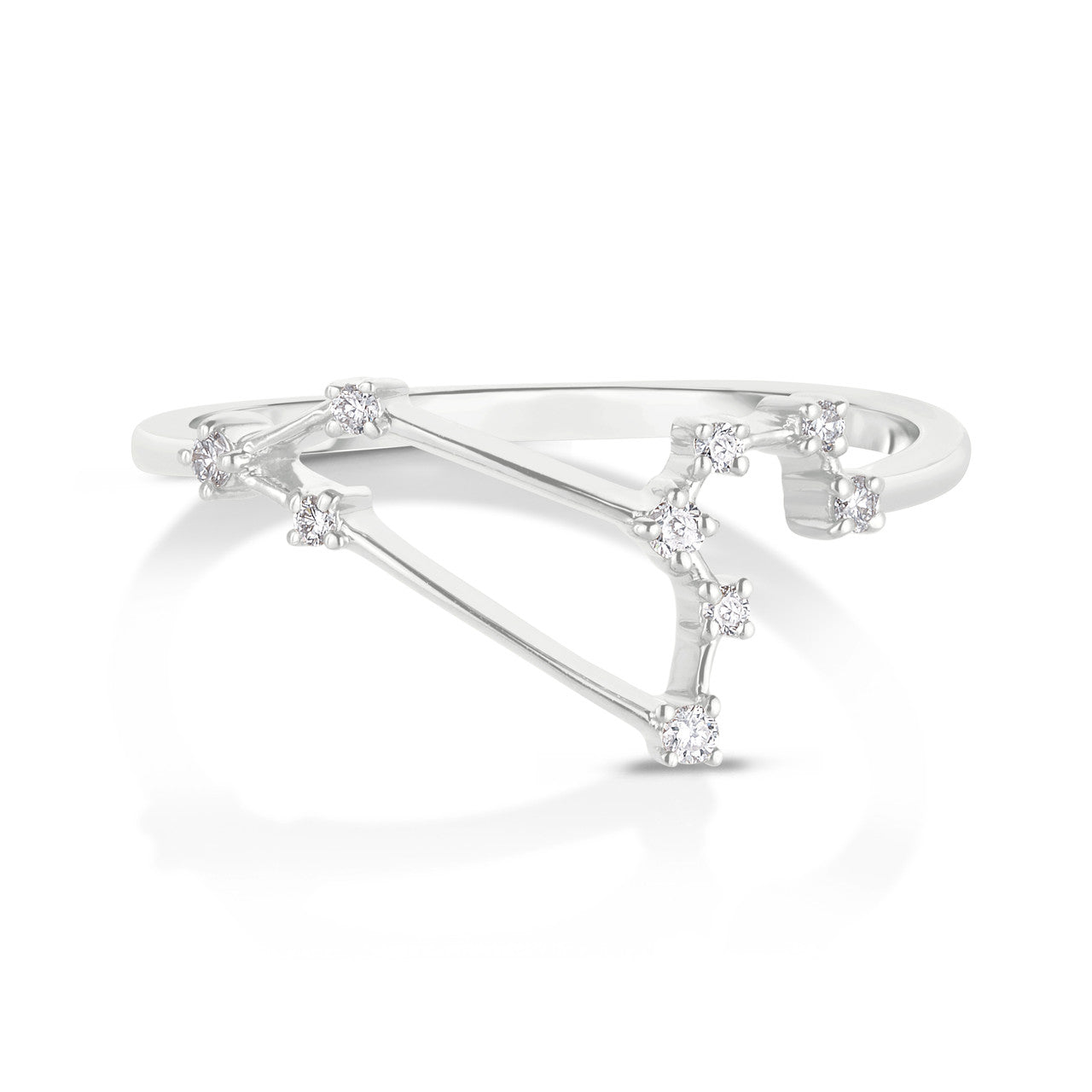 Leo  Diamond Constellation Zodiac Ring,14K White Gold- URBAETIS Fine Jewelry