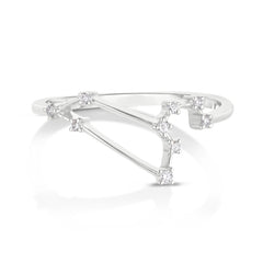 Leo  Diamond Constellation Zodiac Ring,14K White Gold- URBAETIS Fine Jewelry