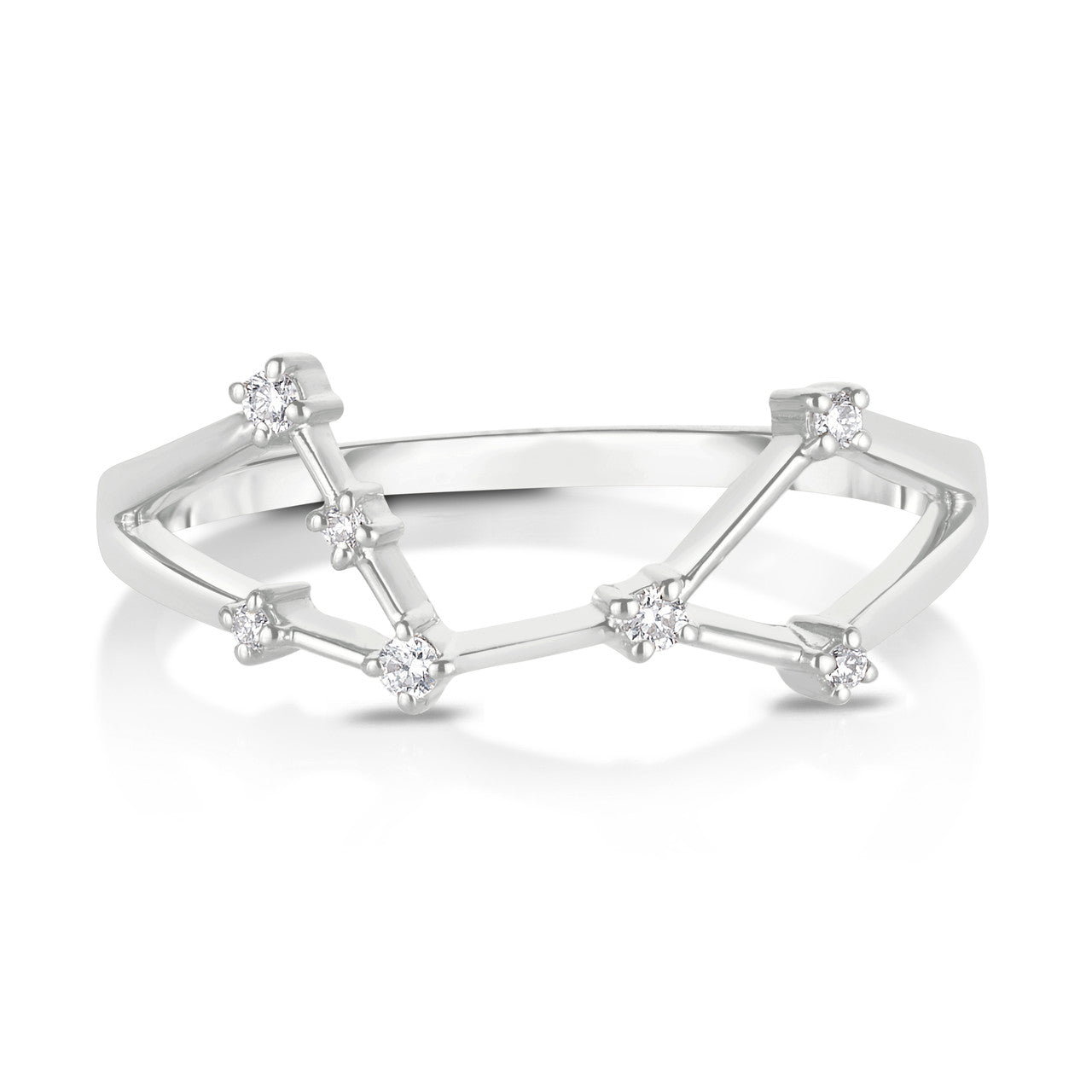 Virgo Diamond Constellation Zodiac Ring, 14k White Gold- URBAETIS Fine Jewelry