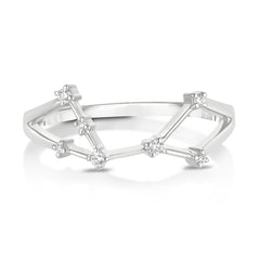 Virgo Diamond Constellation Zodiac Ring, 14k White Gold- URBAETIS Fine Jewelry
