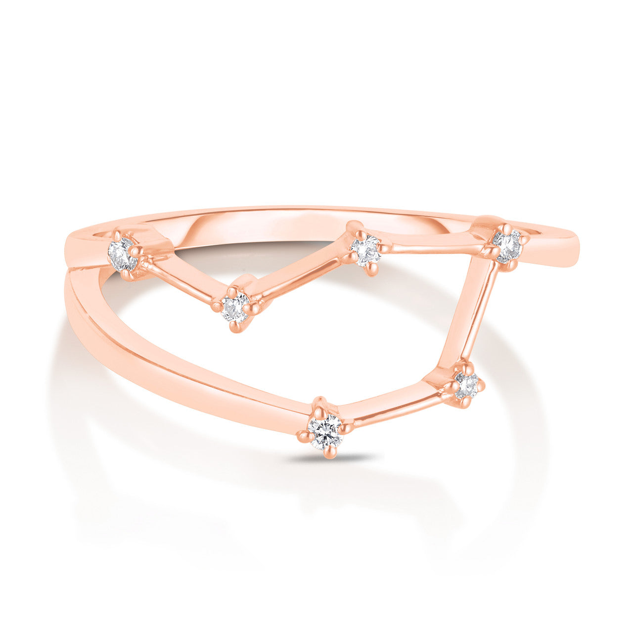 Libra Diamond Constellation Zodiac Ring, 14K Rose Gold- URBAETIS Fine Jewelry