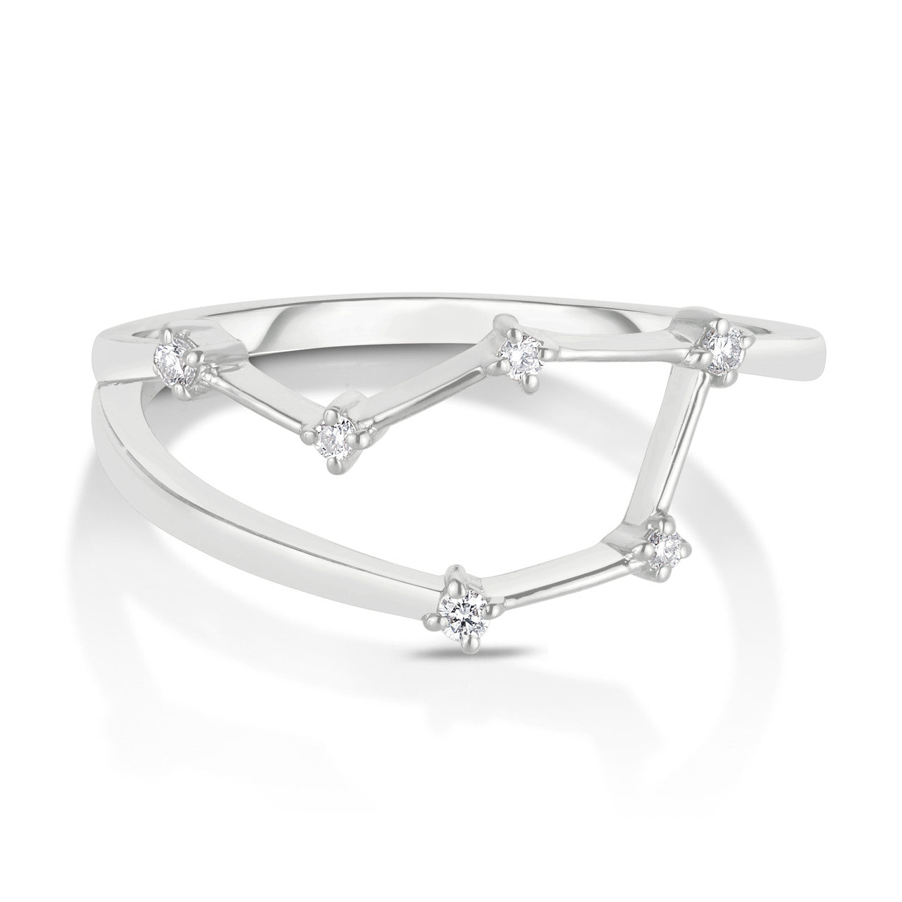 Libra Diamond Constellation Zodiac Ring, 14K White Gold- URBAETIS Fine Jewelry