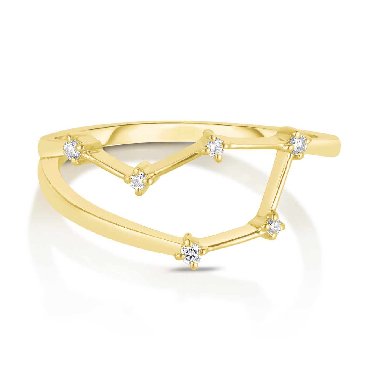 Libra Diamond Constellation Zodiac Ring, 14K Yellow Gold- URBAETIS Fine Jewelry