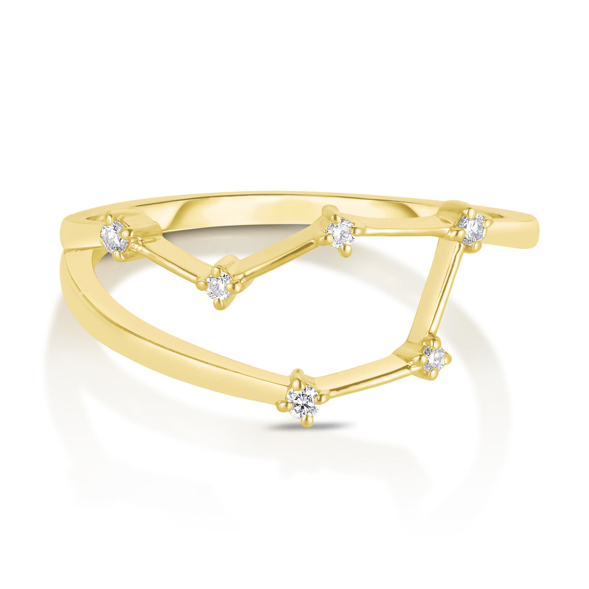 Libra Diamond Constellation Zodiac Ring, 14K Yellow Gold- URBAETIS Fine Jewelry