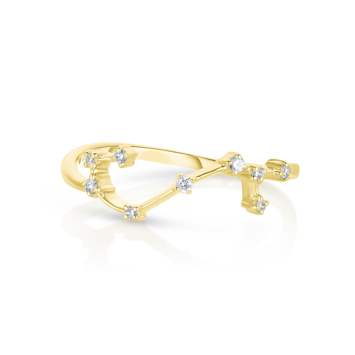 Scorpio  Diamond Constellation Zodiac Ring ,14K Yellow Gold- URBAETIS Fine Jewelry