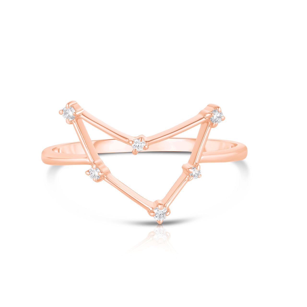 Capricorn  Diamond Constellation Zodiac Ring,14K Rose Gold- URBAETIS Fine Jewelry