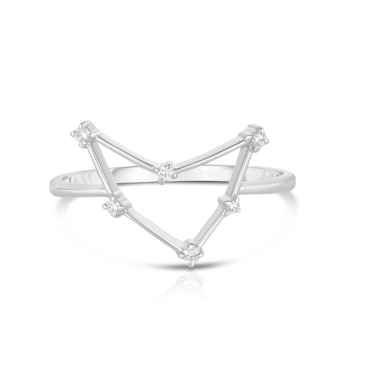 Capricorn  Diamond Constellation Zodiac Ring, 14K White Gold- URBAETIS Fine Jewelry