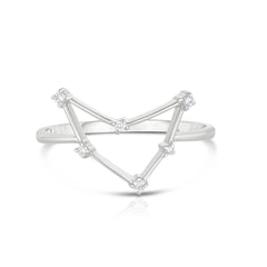 Capricorn  Diamond Constellation Zodiac Ring, 14K White Gold- URBAETIS Fine Jewelry