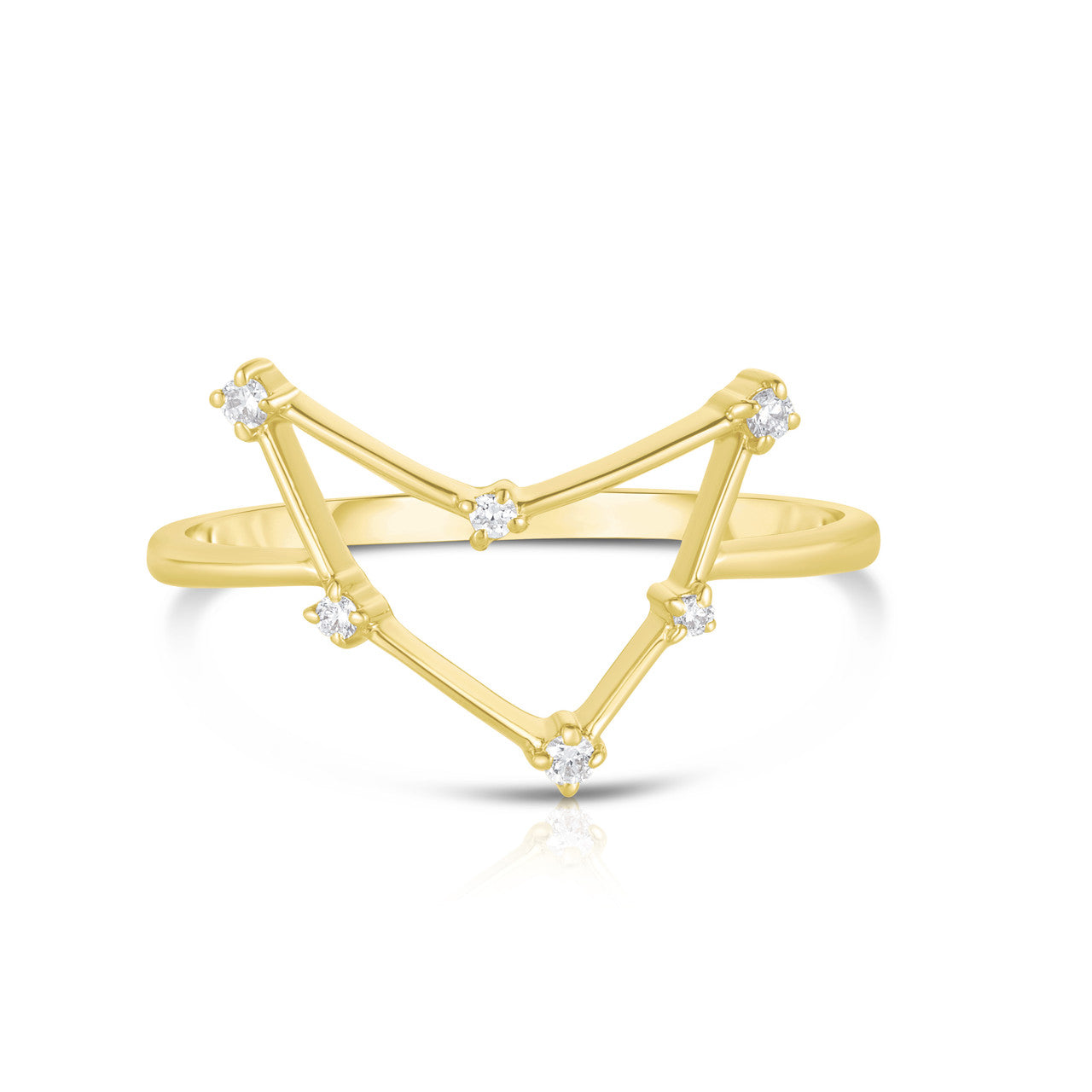 Capricorn  Diamond Constellation Zodiac Ring,14K Yellow Gold-URBAETIS Fine Jewelry