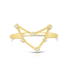 Capricorn  Diamond Constellation Zodiac Ring,14K Yellow Gold-URBAETIS Fine Jewelry