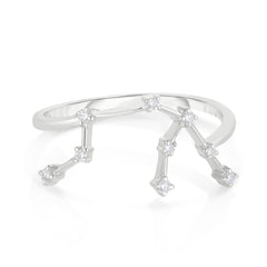 Aquarius Diamond Constellation Zodiac Ring, 14K white Gold- URBAETIS Fine Jewelry