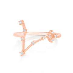 Pisces Diamond Constellation Zodiac Ring, 14K Rose Gold- URBAETIS Fine Jewelry