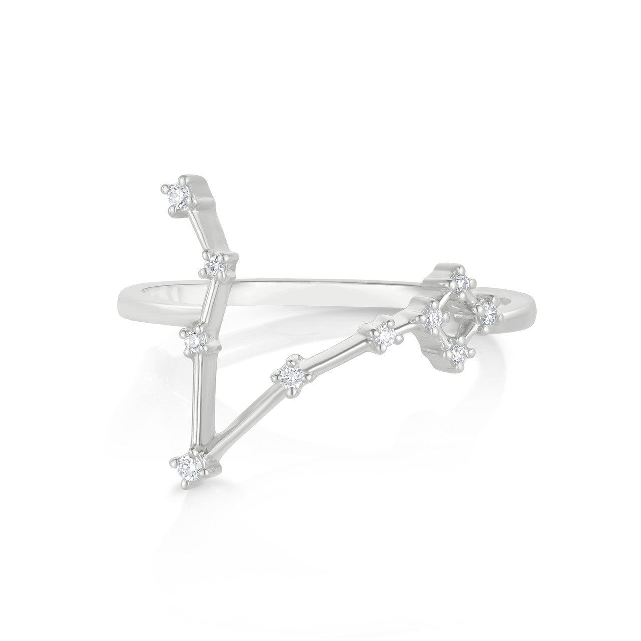 Pisces Diamond Constellation Zodiac Ring, 14K White  Gold- URBAETIS Fine Jewelry