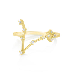 Pisces Diamond Constellation Zodiac Ring, 14K Yellow Gold-URBAETIS Fine Jewelry